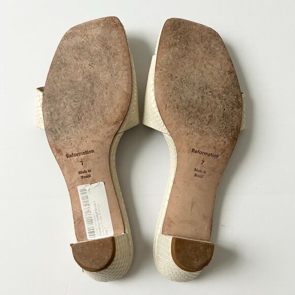 Reformation Christina Slide Sandal in Almond Snake Emboss Size 7 - Picture 8 of 8